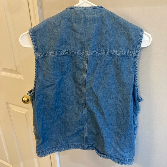 Vintage 90s 100% cotton Madico denim snap front utility vest size small - Picture 3 of 4